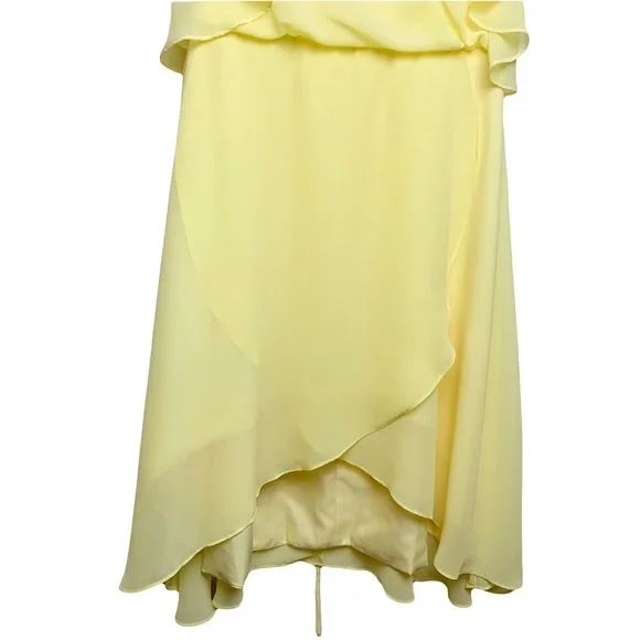 Easter Daffodil Yellow Chiffon Cold Shoulder Wrap Dress NWT Size 8 - Picture 6 of 9